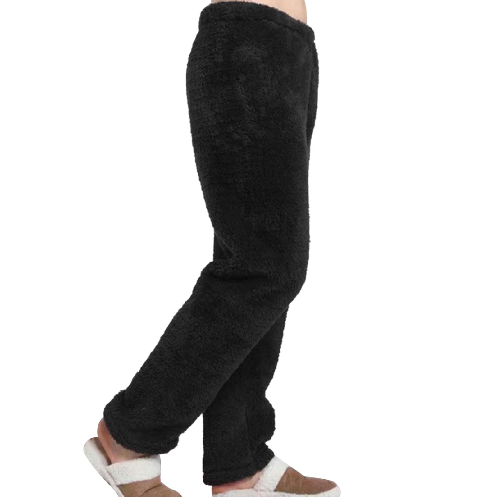 thumbnail image 1 of Pantalones de pijama de terciopelo coral para hombre para invierno - Color liso, ropa de estar por casa cálida y cómoda, 1 of 5